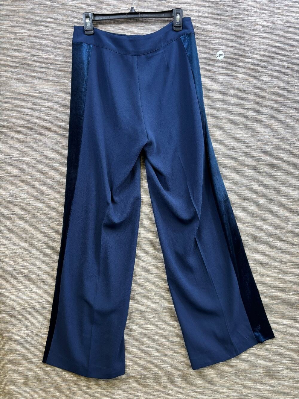 Cece Velveteen Stripe Wide Leg Pants Womens Size 4 Navy Blue Mid Rise Stretch